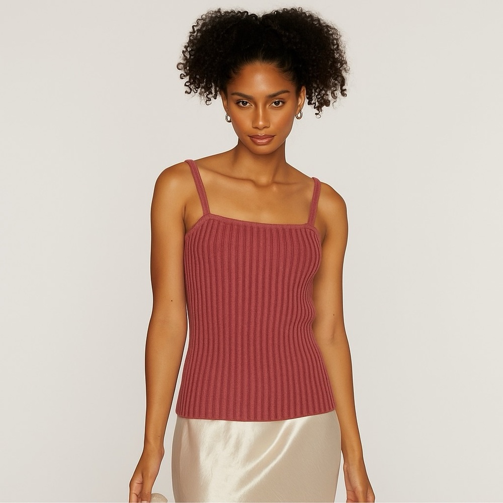 NWT The Cashmere Project Spaghetti Strap Ribbed Sweater Tank Top 100% Cashmere